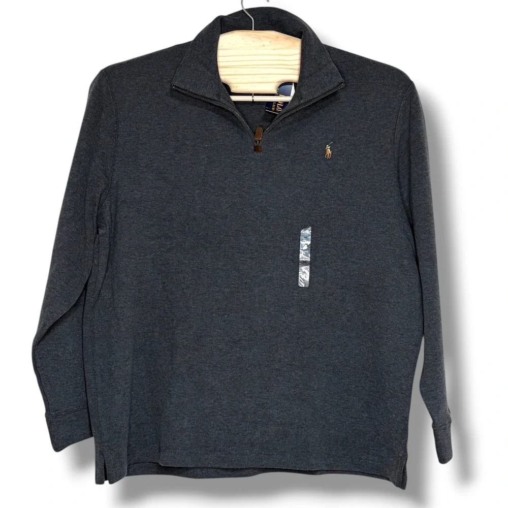 POLO Ralph‎ Lauren Men XXL Grey Quarter Zip Pullover Sweatshirt Flesh Pony NEW